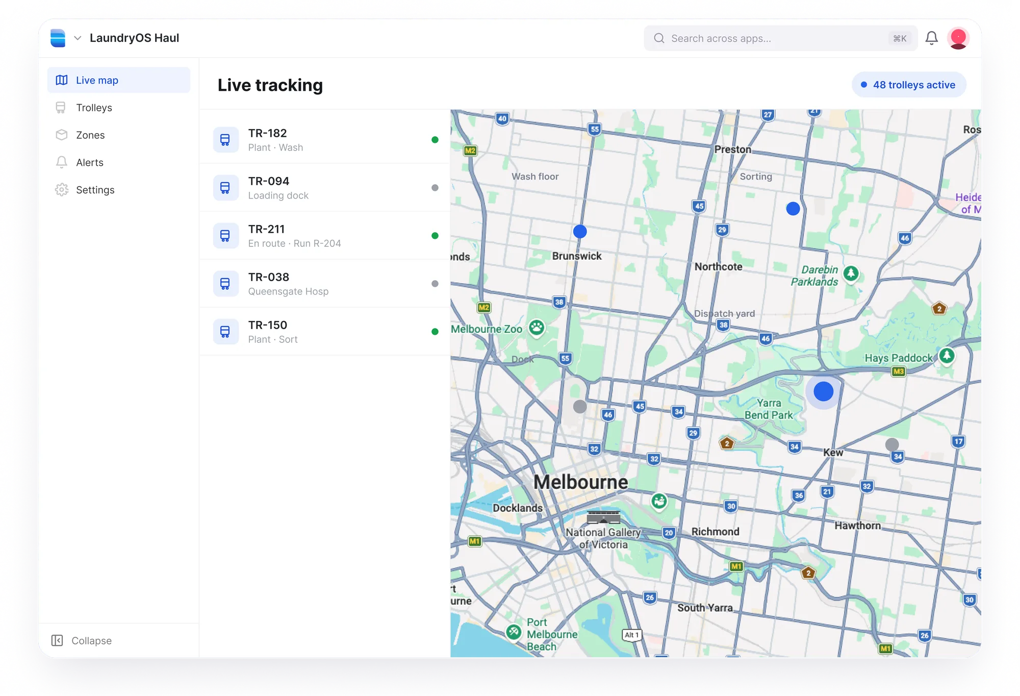 haul — Trolley map with location history