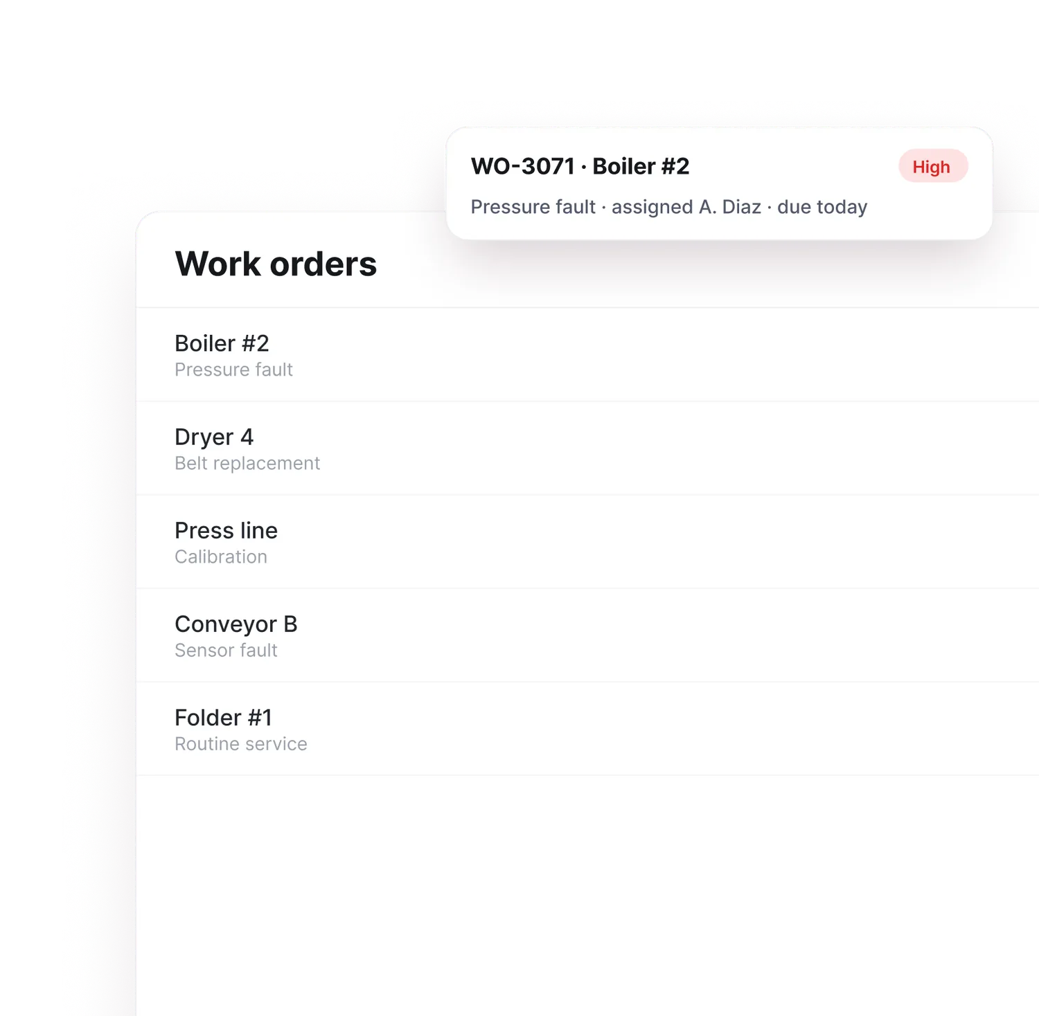 mend — Work-order board and technician view